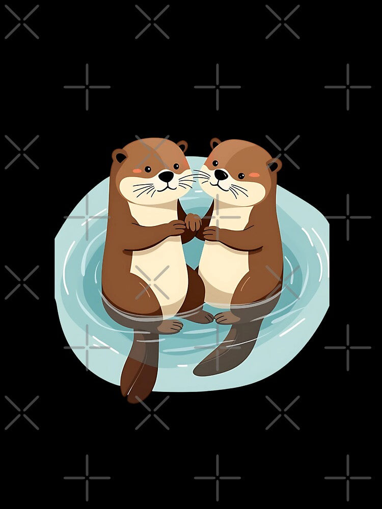 Cute Otters Holding Hands by VibeTCreations