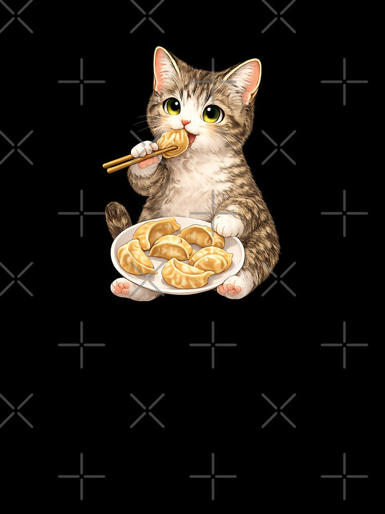 Cute Cat Eating Dumplings by CozyMeowLab