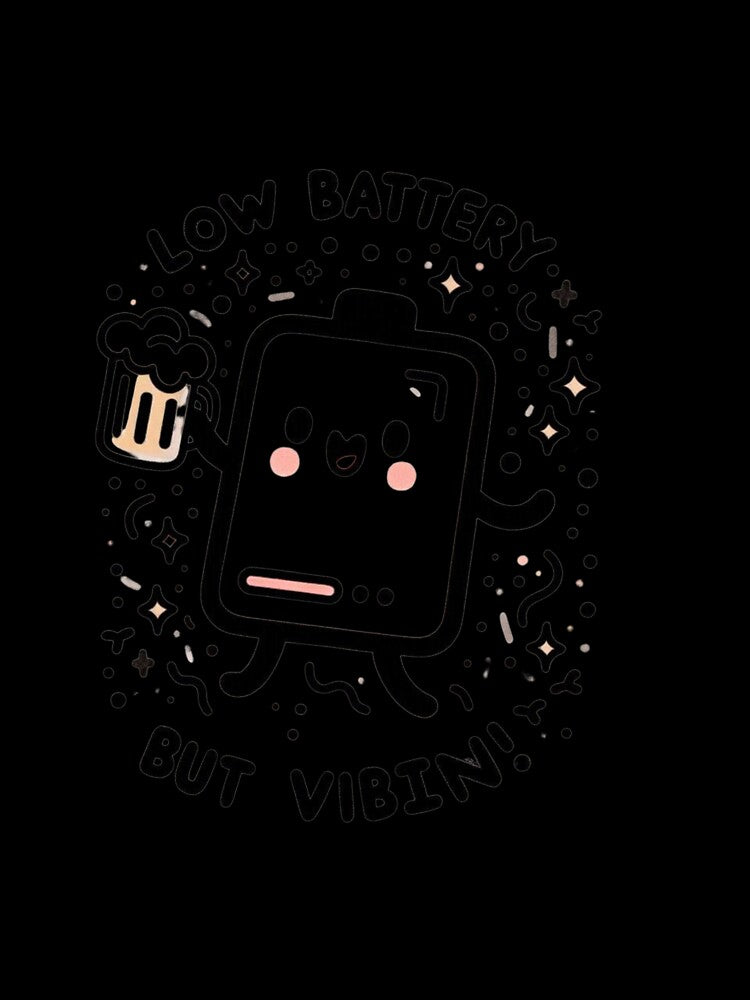 Low Battery but Vibing – Cute Burnout Humor Minimalist Design by Low Battery Society