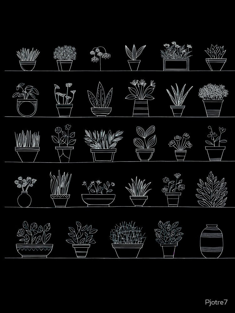 Minimal Botanical Shelf – White Line Art on Teal by Pjotre7