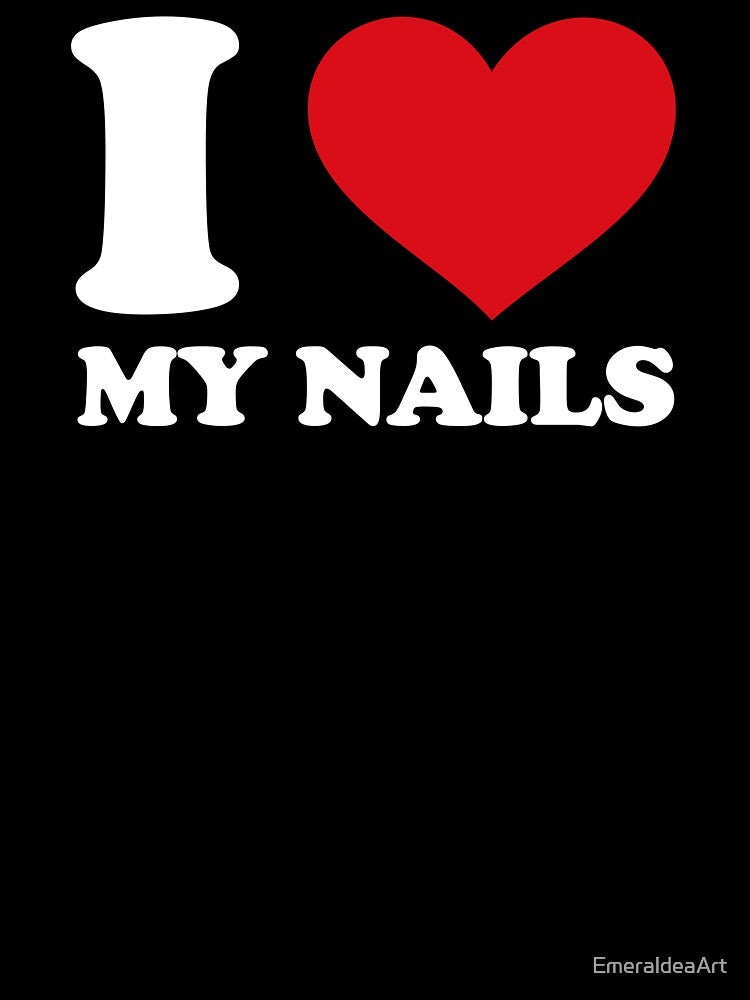 I Love My Nails – Minimal White Heart Design by EmeraldeaArt
