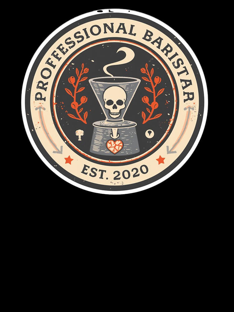 Professional Barista Skull Vintage Coffee Badge - Est 2020 by SandiCreative