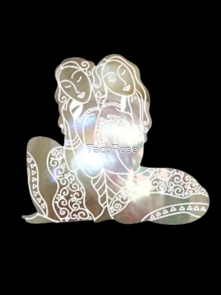Gemini Zodiac Symbol Silhouette Design With June Birthstone Pearl Background by TacoRose