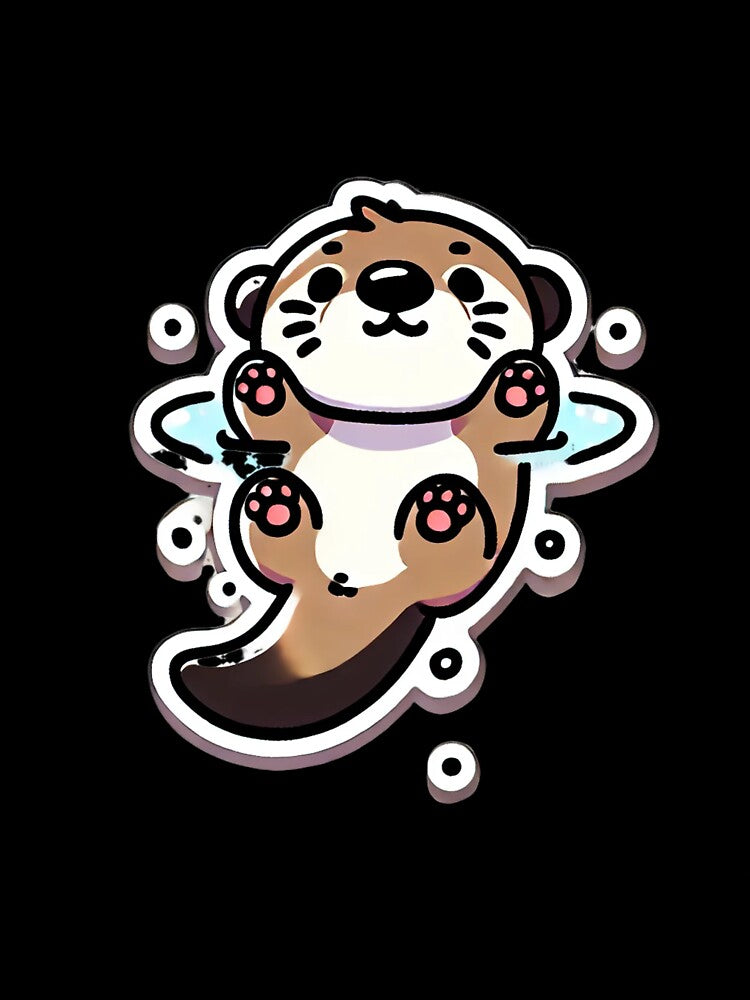 Chibi otter floating on its back holding hands by LuzCobal