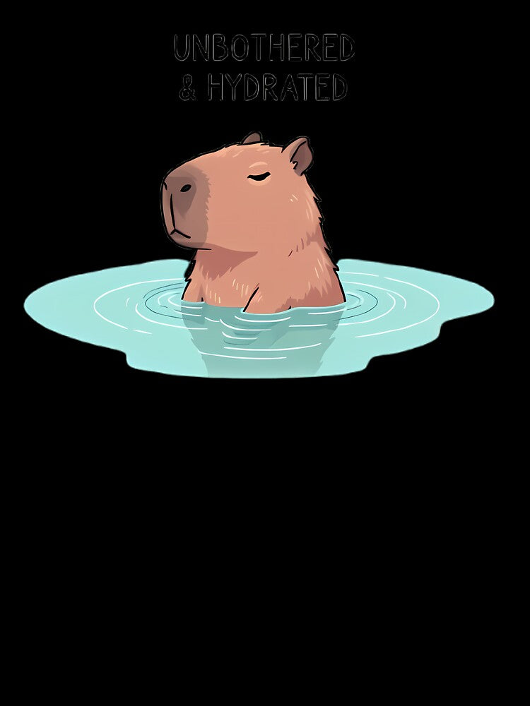Unbothered & Hydrated Capybara - Chill Water Lover Design by FreshPrintCo