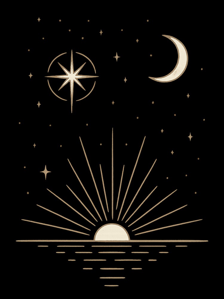 Celestial Sun Moon Healing Line Art by CottonandQuill