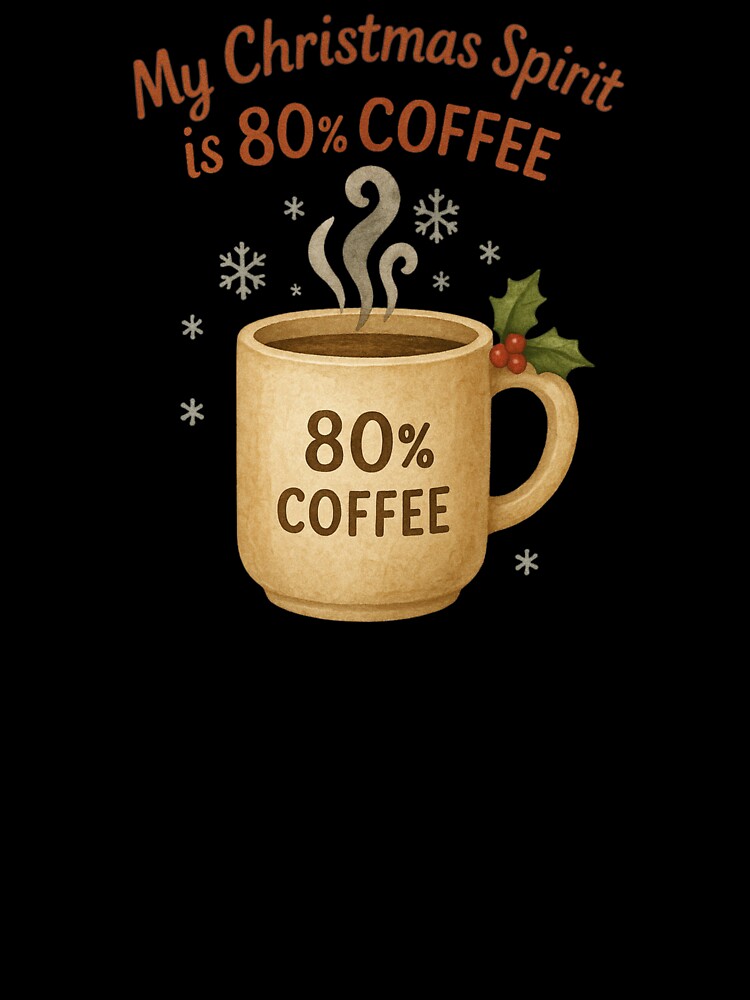 My Christmas Spirit Is 80 Percent Coffee | Funny Teacher Christmas Coffee Lover | Watercolor Minimal Mug Design by Just You Tee | Say It Loud, Wear It Proud