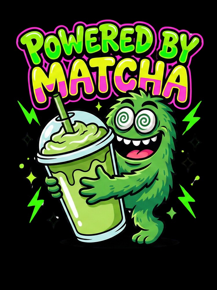 Powered By Matcha | Funny Caffeine Alternative Quote by shellymope