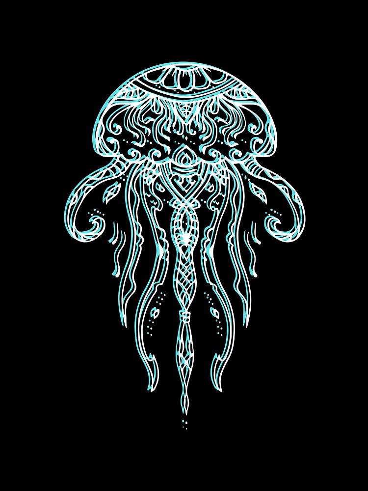 Glowing Jellyfish Underwater by Hartsygarden