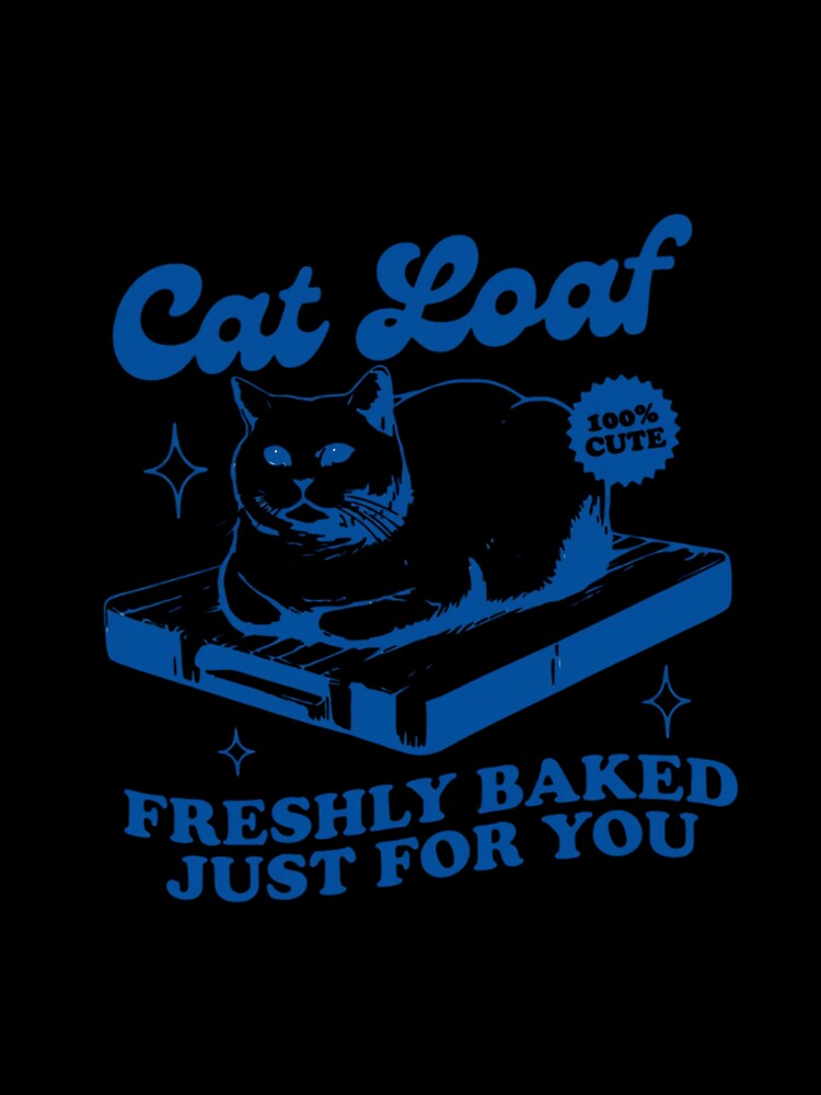 Cat Loaf Retro Illustration — Funny Bakery Inspired Blue Cat Art by Colorful-Garden