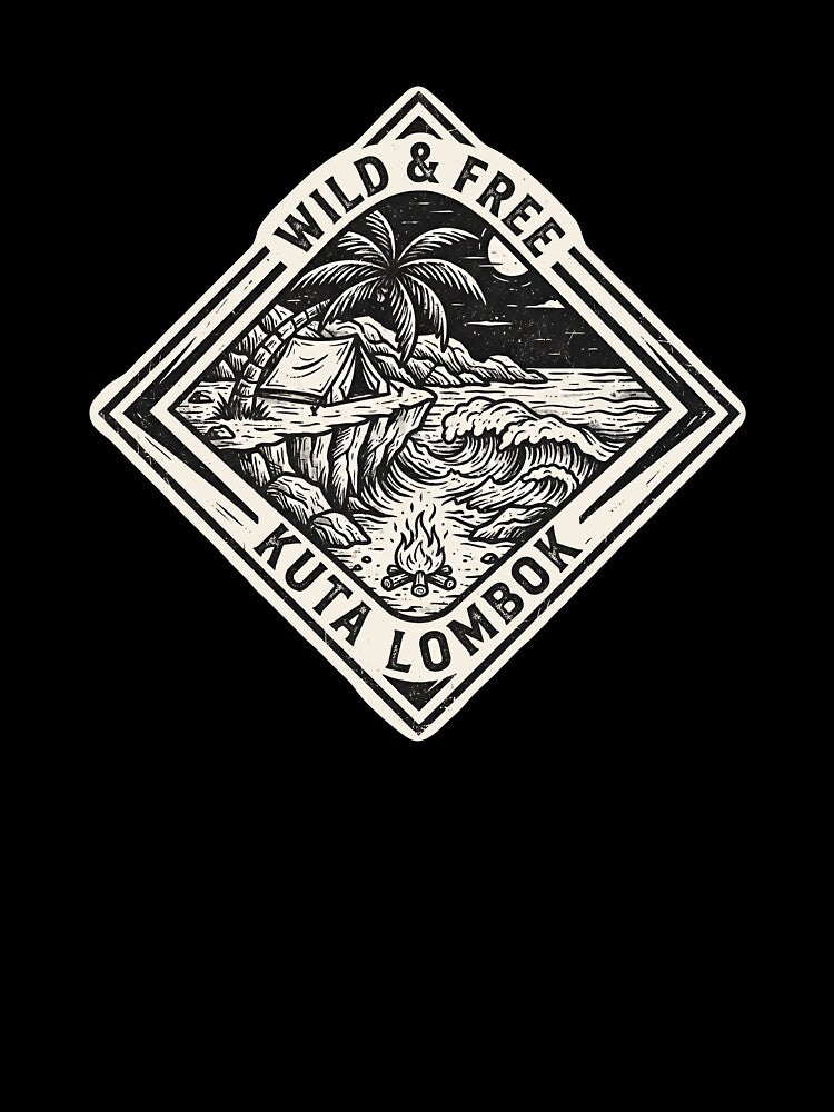 Kuta Lombok Outdoor Camping Woodcut Badge by DuckOddity