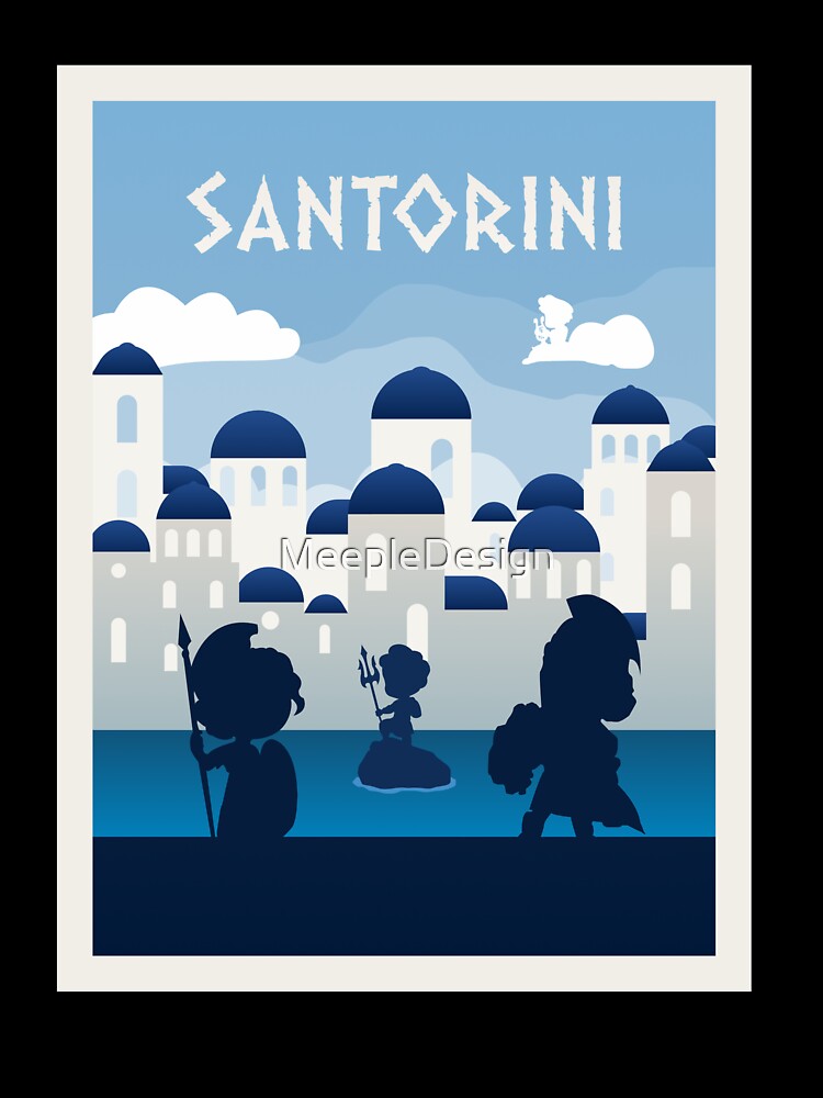 Santorini - Board Games - Minimalist Travel Poster Style - Board Game Art by MeepleDesign