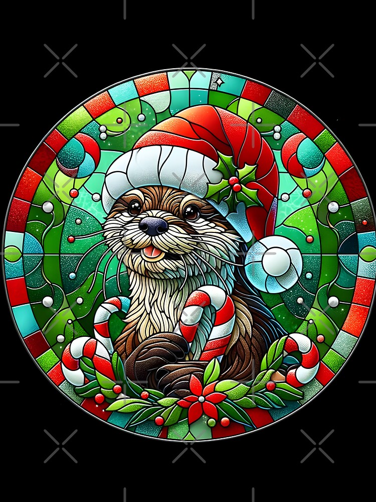 Christmas otter, Stained Glass Art by Truck Stop One
