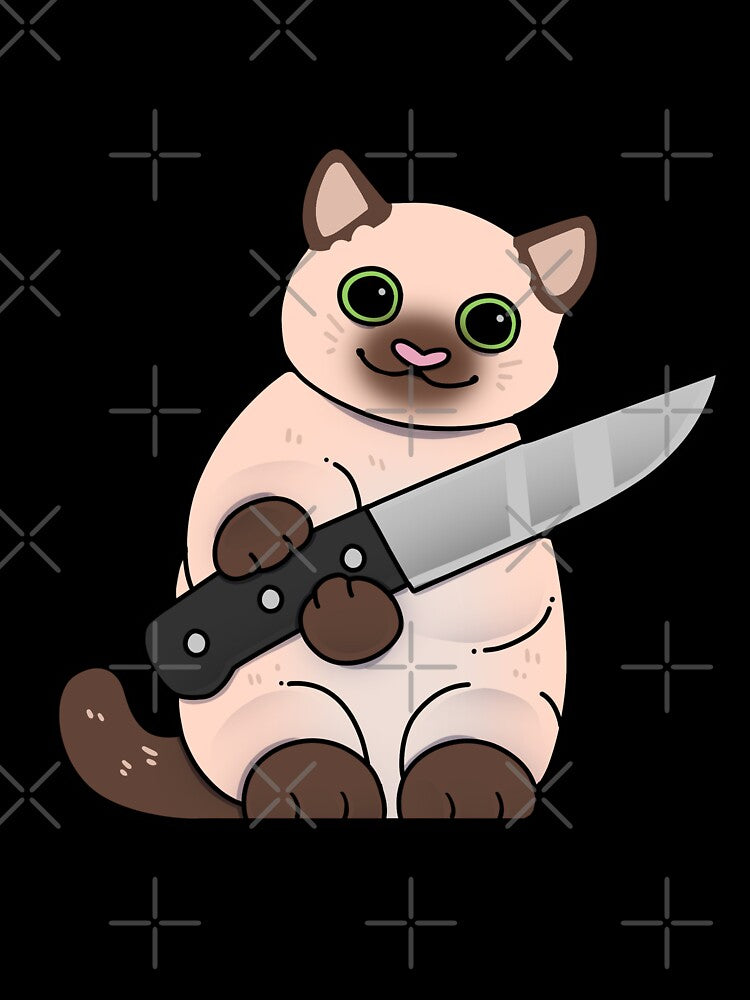 Siamese Cat with Knife by Mossysplashart