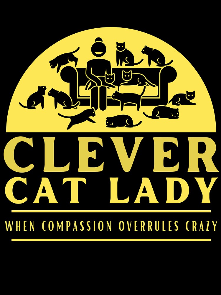 Clever Cat Lady – Yellow Background by DPingBirdie
