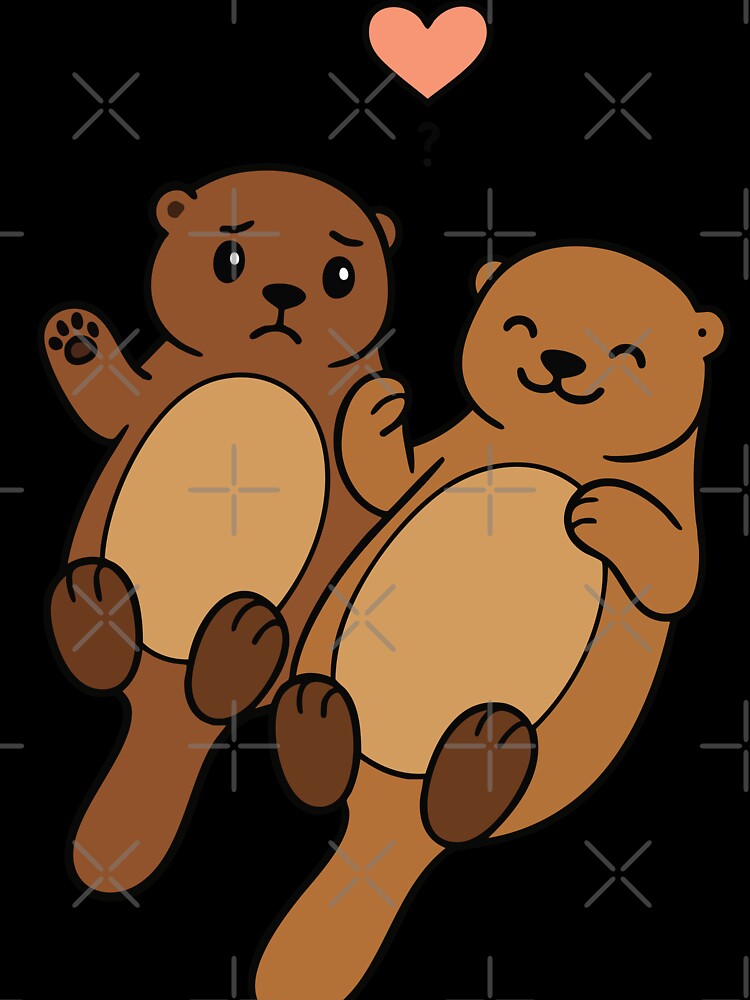 Cute Otter Couple in Love – Adorable Animal Illustration by graphicnew