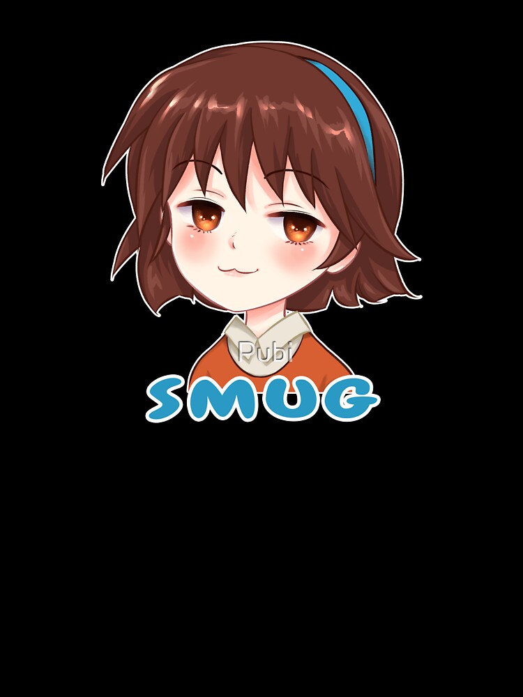 Smug Face Cute Anime Girl Gift For Otaku Fan by Pubi