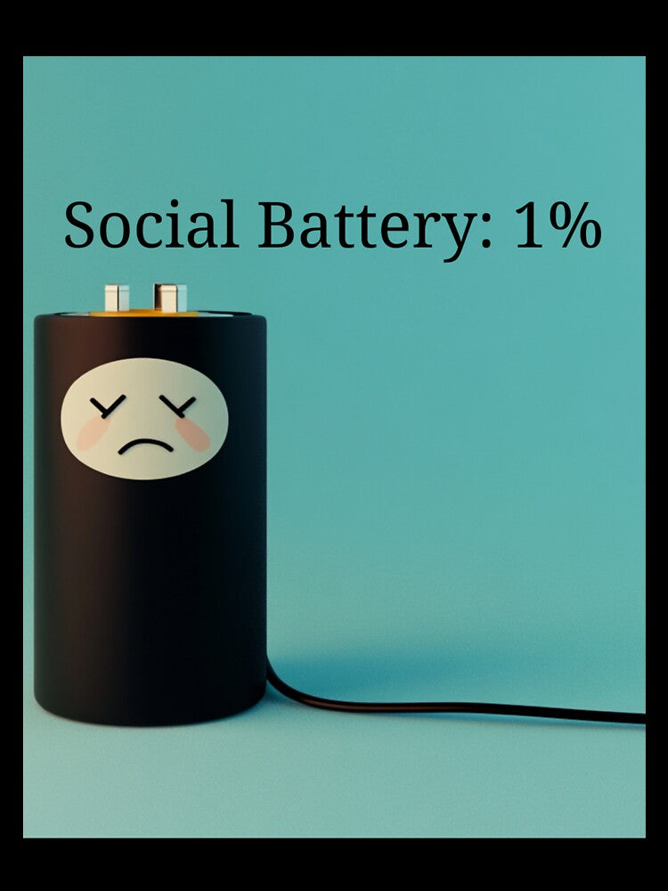 Funny Social Battery Low T-Shirt – Introvert Mode, Sarcastic Minimalist Tee by Pure_Art