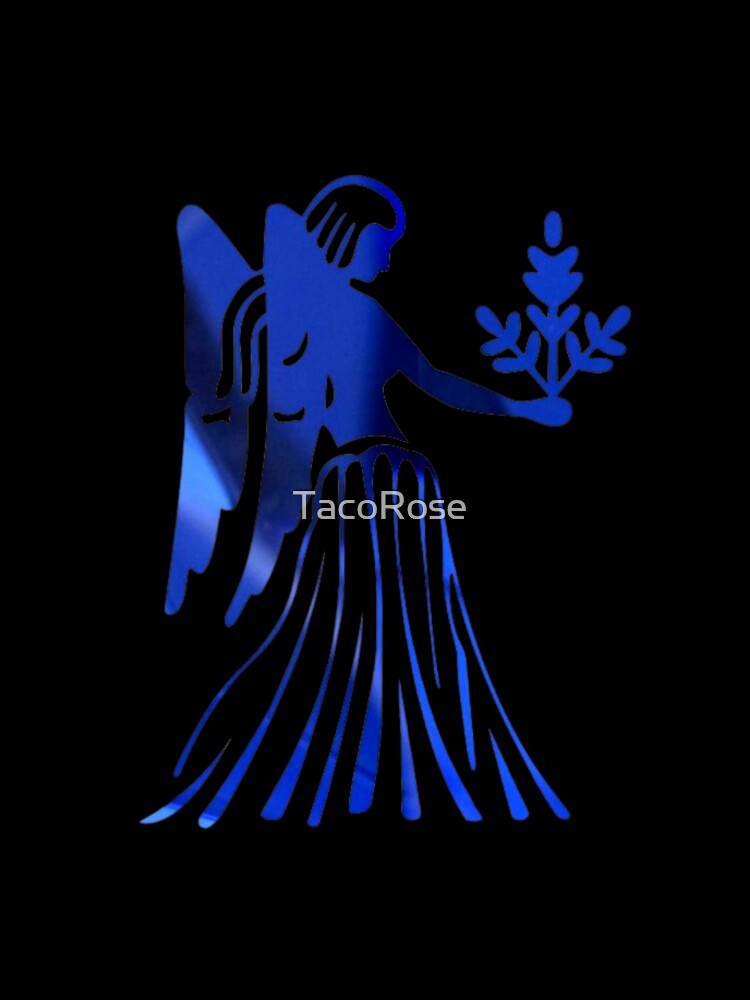 Virgo Zodiac Symbol Silhouette Design With September Birthstone Sapphire Background by TacoRose
