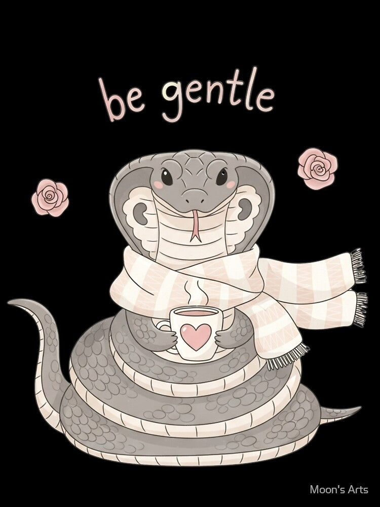 Be Gentle Cute Snake Cozy Pastel Soft Life Aesthetic Art by Moon's Arts