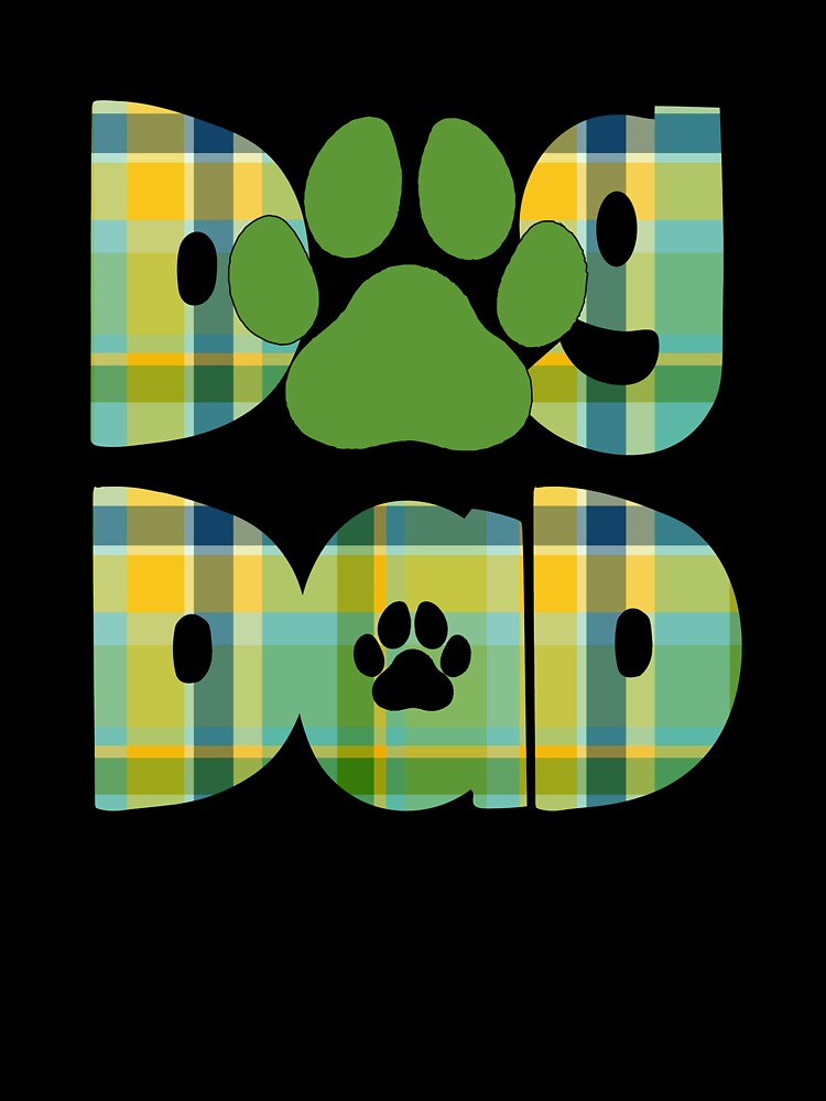 Dog Dad Green Blue Yellow Plaid by HeidiMyersArt