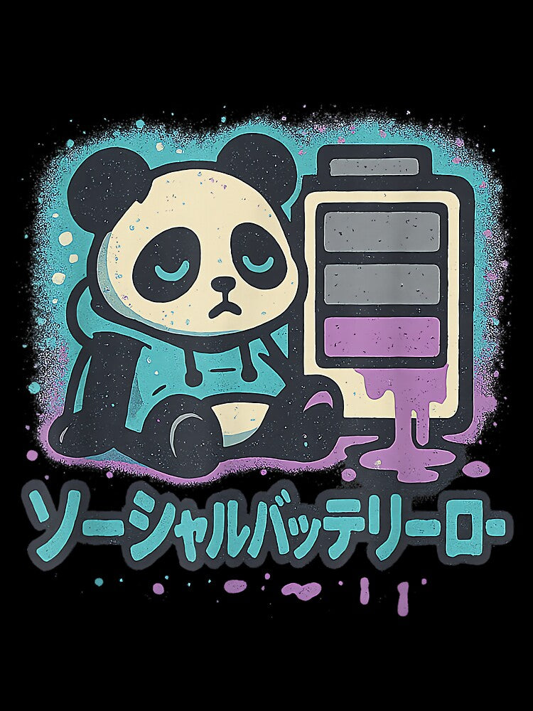 Social Battery Low Funny Introvert Kawaii Panda Design by JohnVBurks