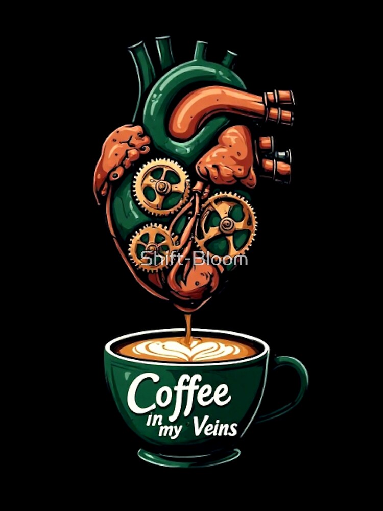 Coffee in my Veins – Emerald Mechanical Heart Espresso Machine by Shift-Bloom