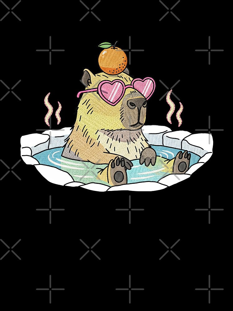 Hot Spring Chill Capybara with Orange by TeeARTHY