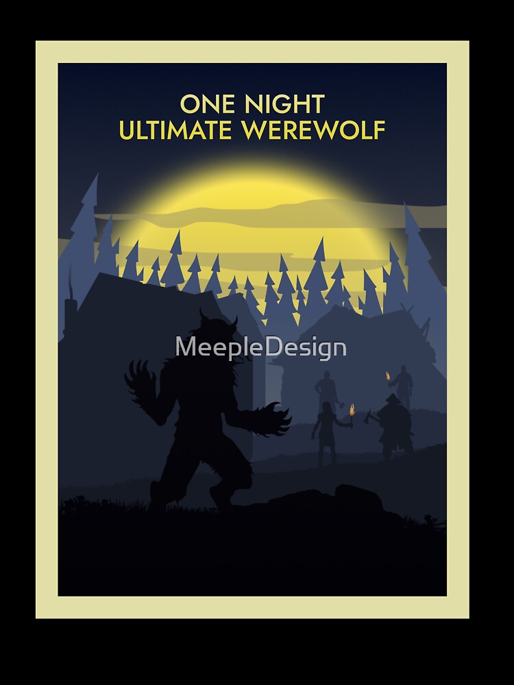 One Night Ultimate Werewolf - Board Game - Minimalist Travel Poster Style - Board Games Art by MeepleDesign