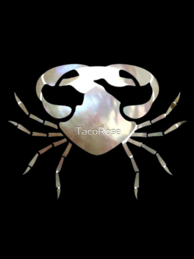 Cancer Zodiac Symbol Silhouette Design With June Birthstone Pearl Background by TacoRose
