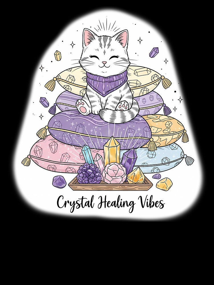 Crystal Healing Vibes Spiritual Cat Meditation by DESIGNPP