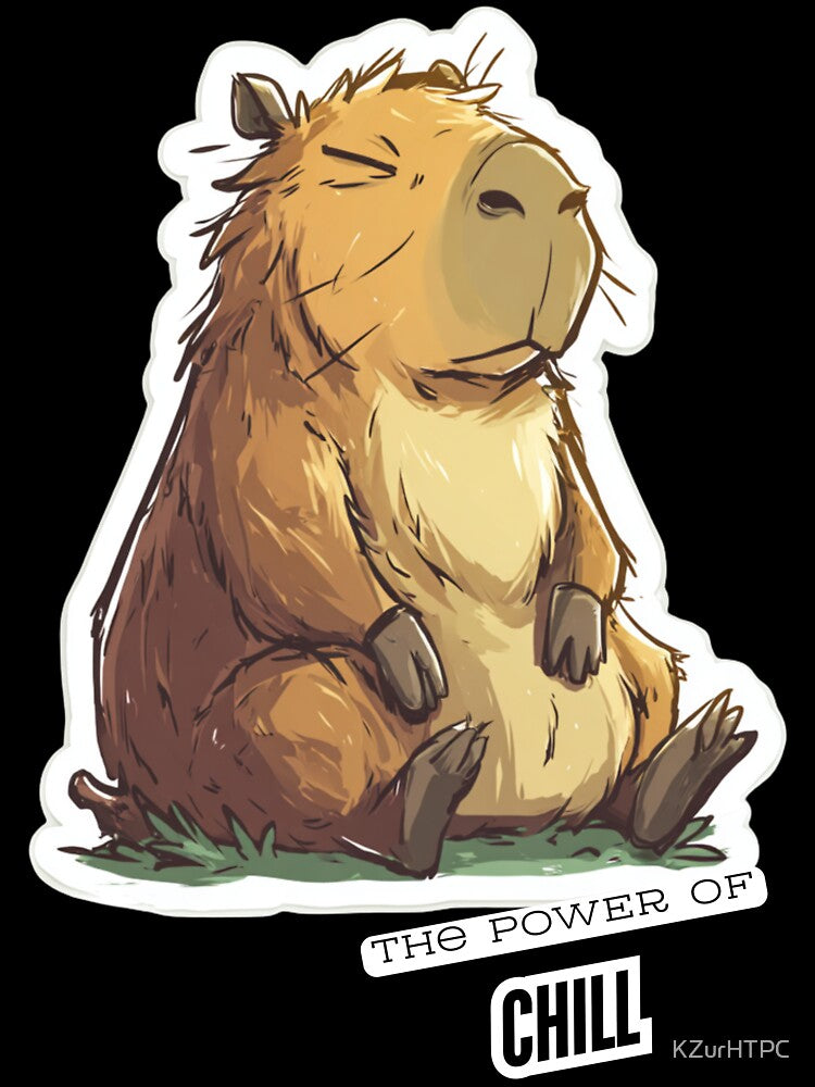 Chill Capybara Vibes – “The Power of Chill” Relaxed Capybara Illustration by KZurHTPC