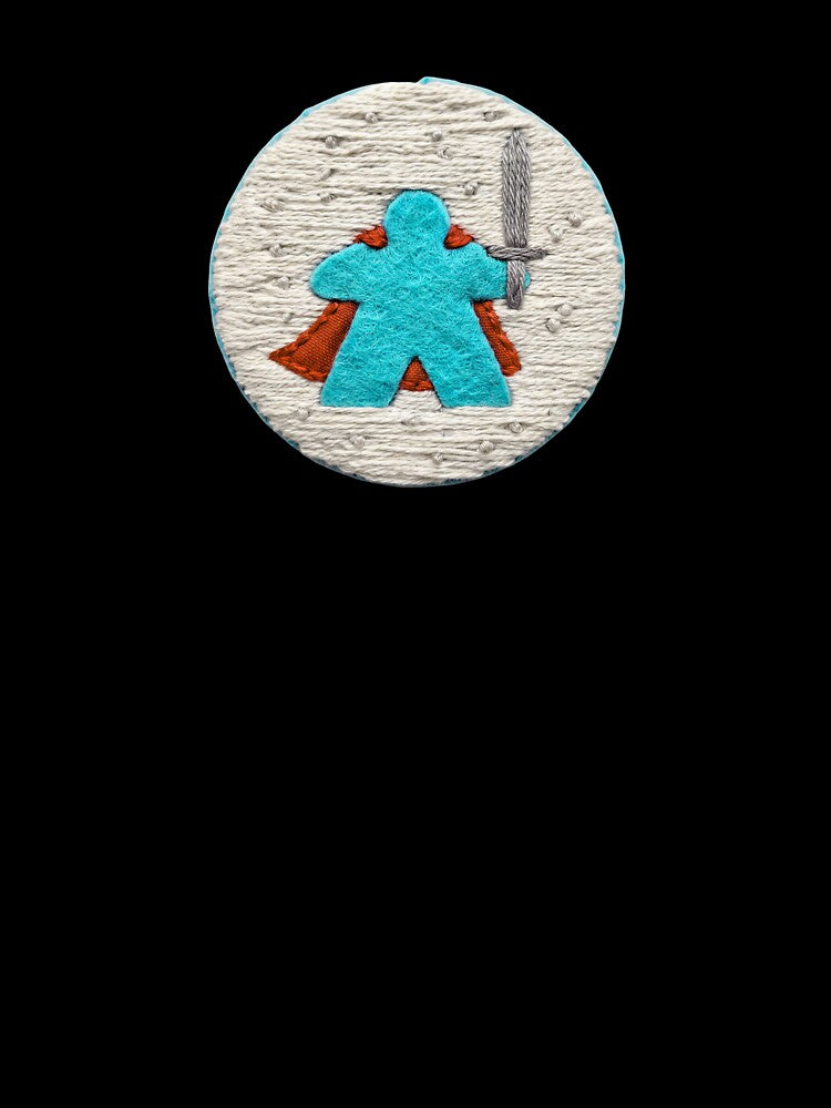 Cute Felt Embroidery Meeple with Sword by TackyTime