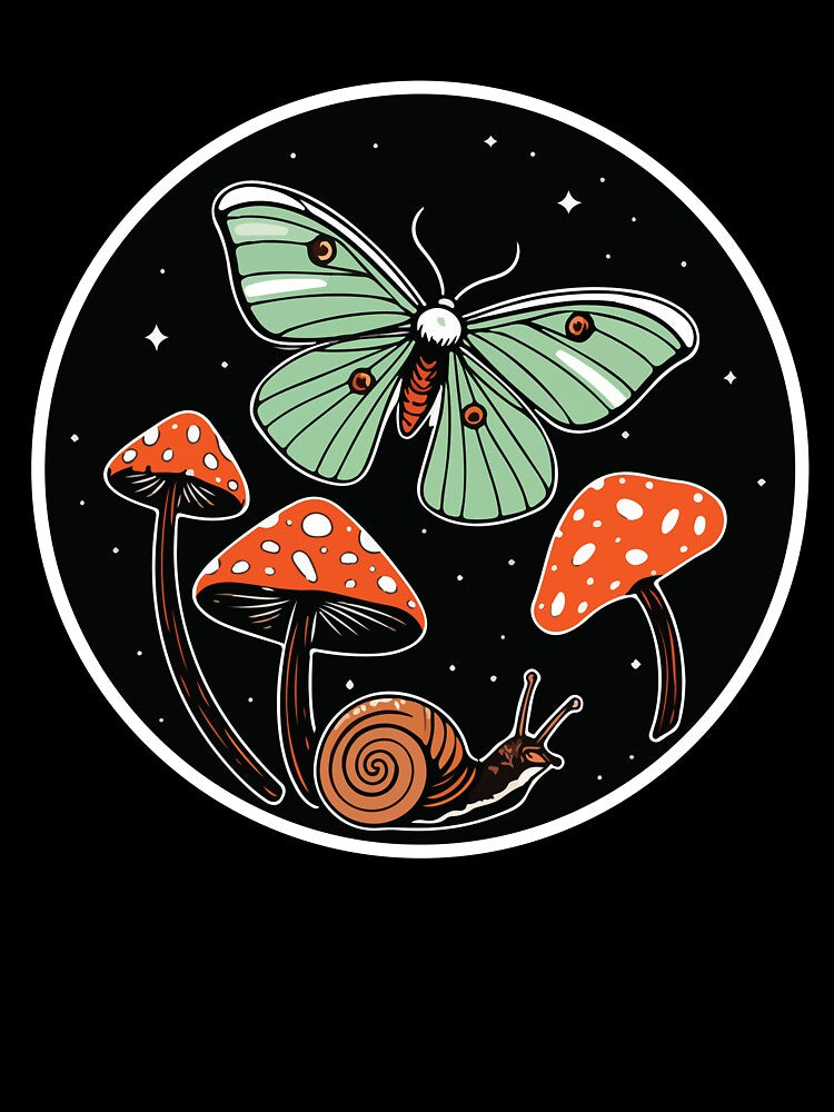 Mystical Moth with Mushrooms and Snail by BrownHorse90s