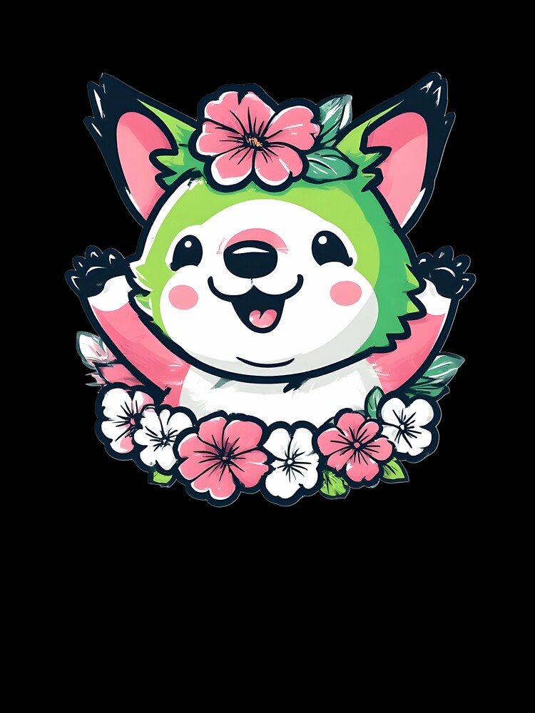 Cute Kawaii Quokka with Flower Lei Waving T-Shirt – Happy Smiles Are Contagious Design by Eytha