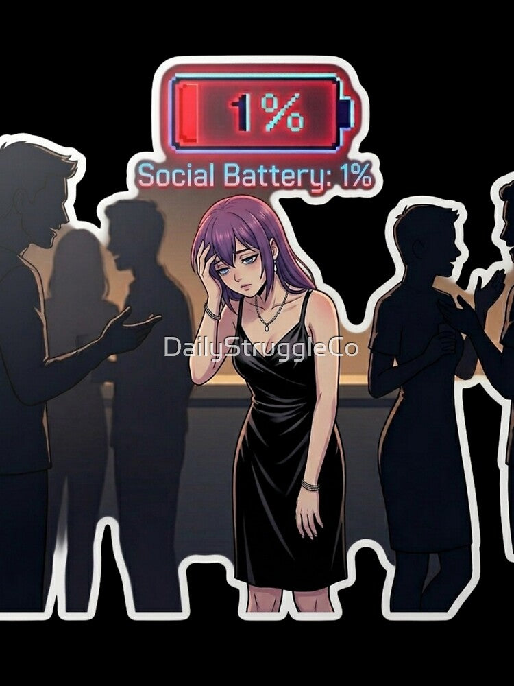 Social Battery 1 Percent Anime Girl Introvert Meme by DailyStruggleCo