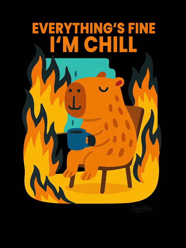 Everything's Fine I'm Chill: Capybara Zen Master by Capy-Vibes