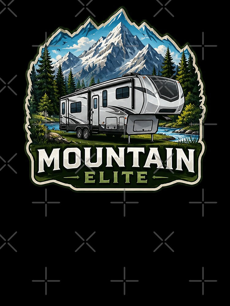 Mountain Elite Fifth Wheel RV Art - Scenic Alpine River Camping Design by SasquatchTrail
