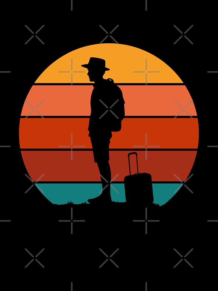Solo Traveler Vintage Sunset Backpacker Travel Illustration by ShahinurSobuj