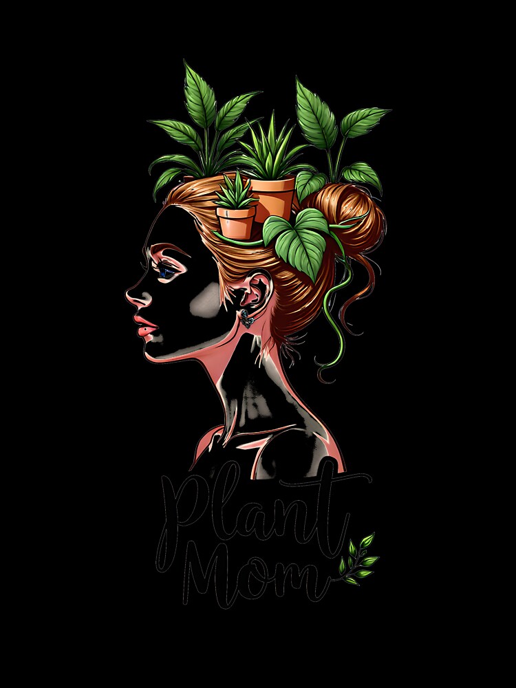 Plant Mom Houseplant Lady Portrait Botanical Illustration by Abe Studio