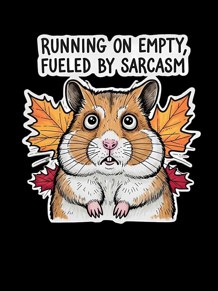 Running On Empty Fueled By Sarcasm - Funny Exhausted Artist Hamster by MoodimalStudio