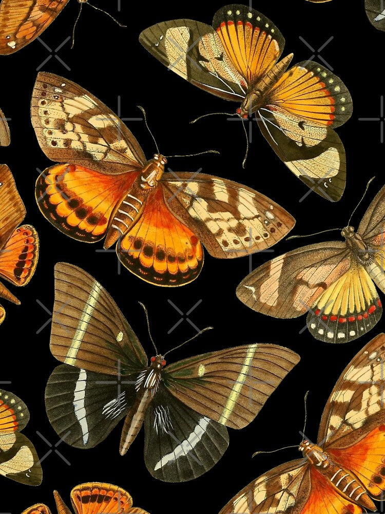 Butterfly vintage garden moth Halloween night pattern cottagecore aesthetic by PG Illustration