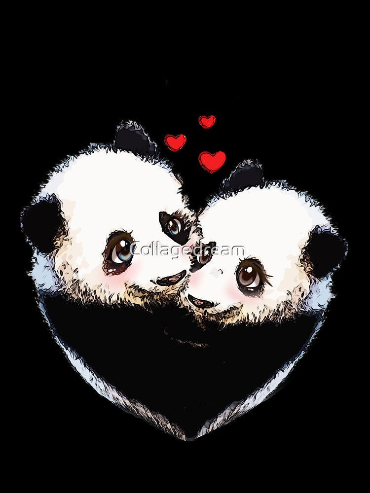 panda and love, sweet heart by Collagedream