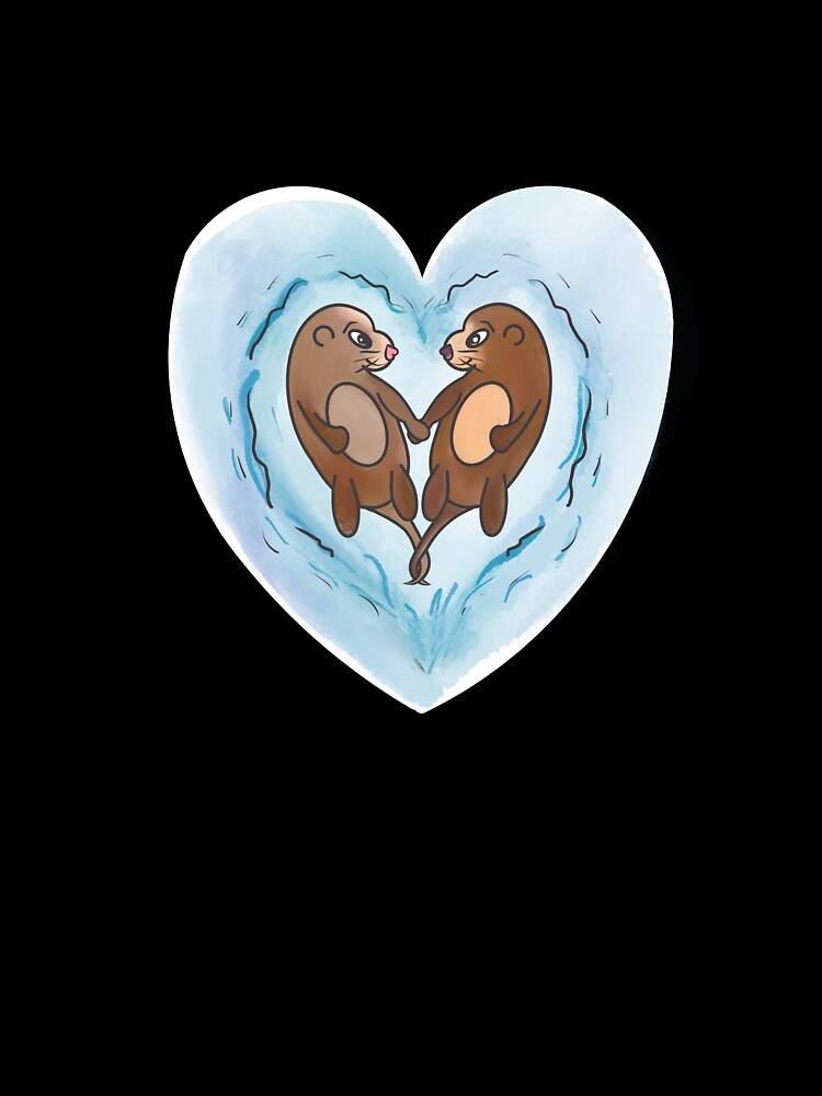 Otters in love pink by Tirish56
