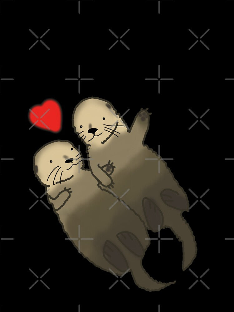 Sea Otters hold hands, love, valentines day by DesignsBySaxton