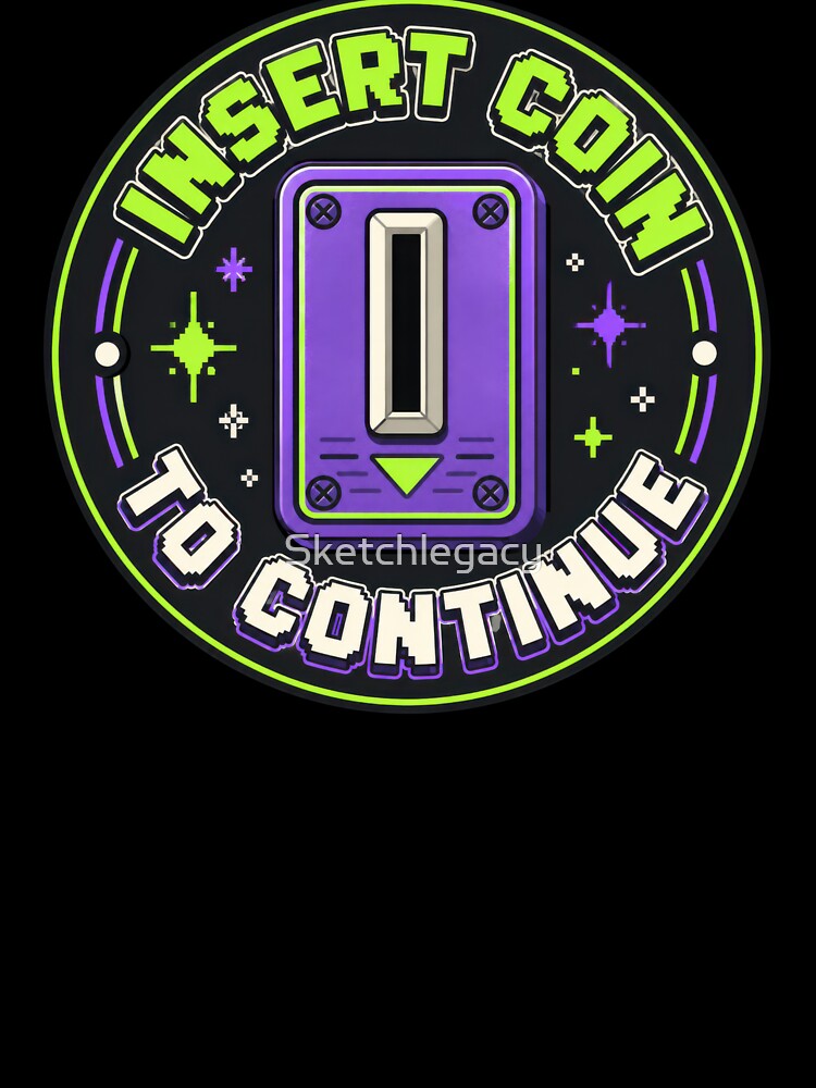 Coin Slot Continue Retro Gaming Badge by Sketchlegacy