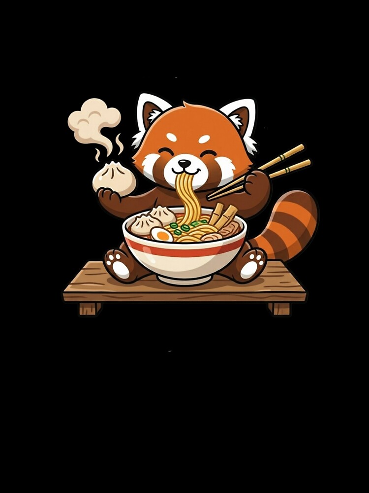 Cute Red Panda Eating Ramen – Kawaii Ramen Lover Foodie Animal Design by snaperos
