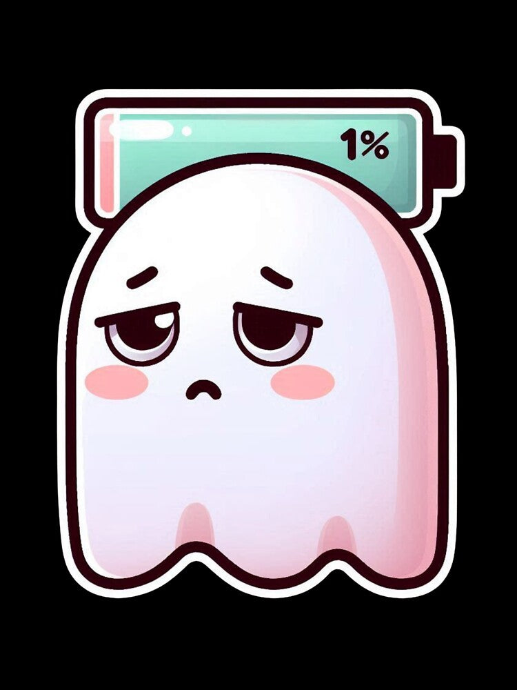 Ghost Low Battery 1% – Cute Introvert Ghost Minimal Design by Low Battery Society