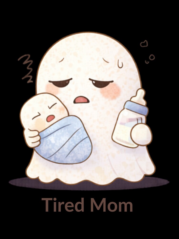 Tired Mom Ghost | Cute Kawaii Aesthetic | Relatable Motherhood Design by The Mood Index