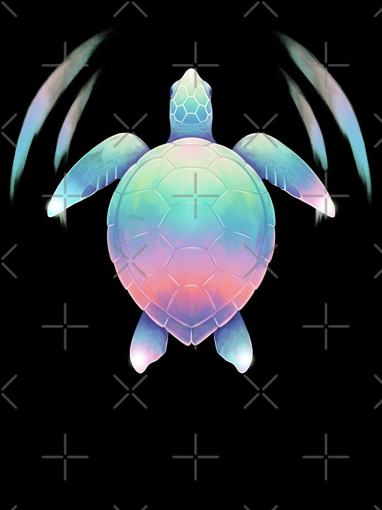 Holographic Pastel Watercolor Sea Turtle by zoughlal